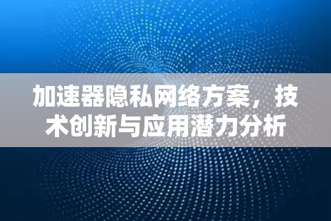 加速器隐私网络方案,技术创新与应用潜力分析 加速器隐私网络方案,技术创新与应用潜力分析